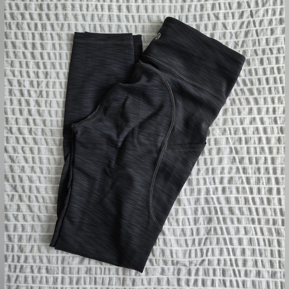 Lululemon Invigorate Legging 25 Heathered Graphite Grey Everlux Pockets Size 4